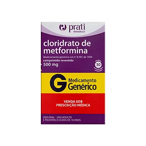 Cloridrato De Metformina 500mg C/30 Comprimidos Revestidos Prati