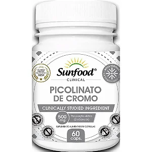 Picolinato De Cromo 500Mg 60 Caps Sunfood Clinical - Branco