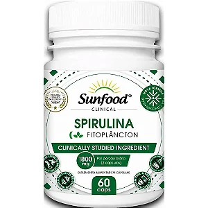 Spirulina Fitoplancton 1800Mg 60 Cápsulas Sunfood Clinical - Branco