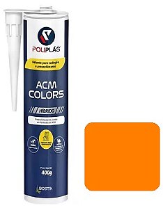 Selante Adesivo Silicone Pu De Polímero Híbrido Cola Acm Laranja 400Gr