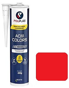 Selante Adesivo Silicone Pu De Polímero Híbrido Cola Acm Vermelho 400Gr