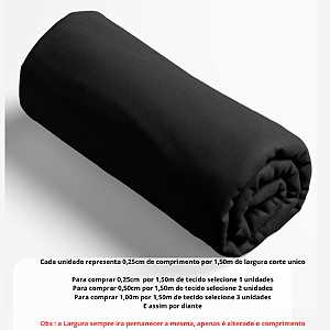 Tecido Tricoline Liso  Preto 100% algodão pré lavado - 0,25 cm por 1,50 m