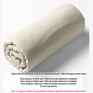 Tecido Tricoline Liso Off White 100% algodão pré lavado - 0,25 cm por 1,50 m