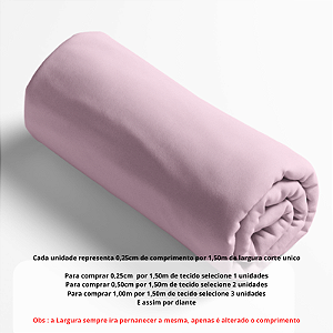 Tecido Tricoline Liso  Rosa bebe 100% algodão pré lavado - 0,25 cm por 1,50 m