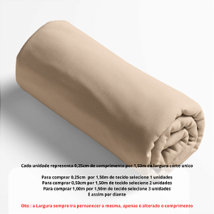 Tecido Tricoline Liso  Bege cor de pele 100% algodão pré lavado - 0,25 cm por 1,50 m