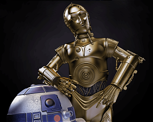 Estátua C-3PO e R2-D2 – Diorama Colecionável Star Wars