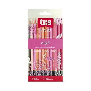 Lapis De Cor Vibes - Tons Rosé - 12 Cores + 1 Lápis 6B