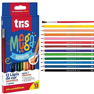 Lápis de cor Tris Aquareláveis - Cx 13 uni