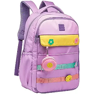 Mochila Escolar Reforçada Infantil Meninas Moderna Juvenil - Yepp/Roxo - 1 uni