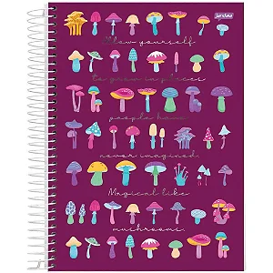 Caderno Universitário Capa Dura 1 Matéria 80 Folhas - Bloom Cogumelos - Jandaia,