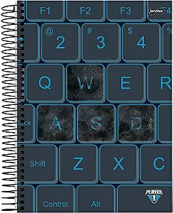 Caderno Espiral Universitário Jandaia Player 1 Capa Dura - 160 Folhas