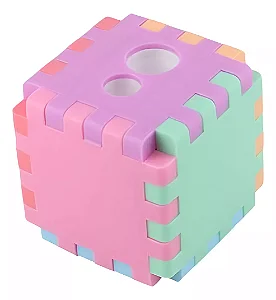Apontador De Plástico Duplo E Depósito Cubo Color Cor Colorido 1 uni
