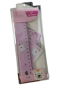 KIT REGUA FOFA 04 PEÇAS ROSA URSA