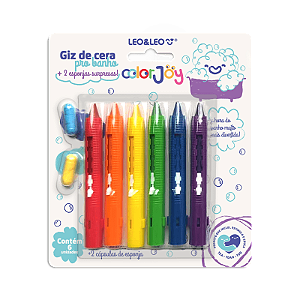 GIZ DE CERA RETRÁTIL PARA BANHO C/ 2 CAPSULAS DE ESPONJA SURPRESA COLOR JOY