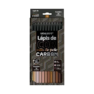 Lápis De Cor Carbon 12 Cores Tons De Pele Redondo Leo&Leo