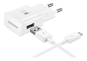 Carregador Samsung Turbo 15W EP-TA20BWB Ultra Rápido e Cabo Micro USB
