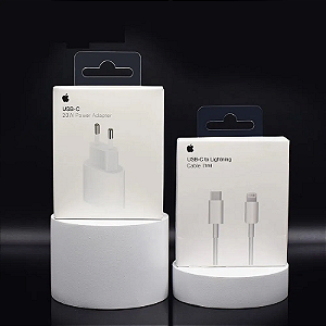 Original Apple Carregador iPhone 14 Pro Max Completo Fonte USB-C 20W + Cabo USB-C Lightning de 1M Compatível Iphone 7, 8
