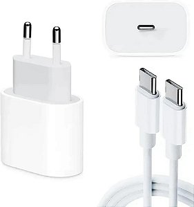 Carregador iPhone 15 Pro Max Apple Completo Fonte USB-C + Cabo USB-C de 1M Compatível Iphone 15, iPhone 15 Plus, iPhone