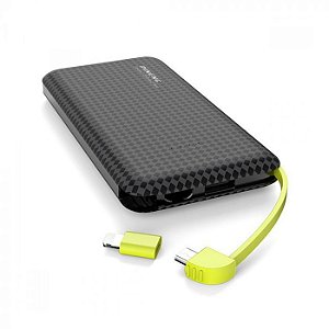 Pineng Carregador Portátil ORIGINAL Power Bank Slim PN-951 10.000 mAh (Até 3 cargas) - Black