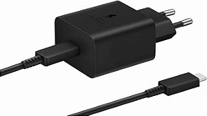 Carregador Samsung 45W Super Fast Charging EP-TA845 USB Turbo + Cabo Tipo-C para Tipo-c de 1M