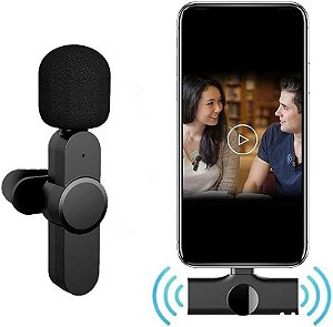 Microfone Lapela Sem Fio Compativel Android Usb-C Type-C 20 metros de Alcançe