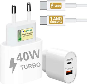 Apple Carregador iPhone 17 Turbo 40W Compatível iPhone 17, iPhone 17 Pro e iPhone 17 Pro Max