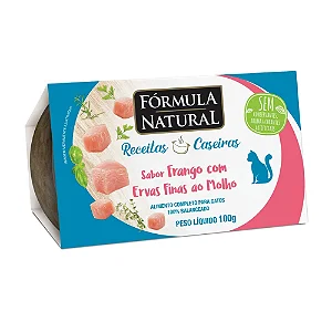 RAÇÃO ÚMIDA FÓRMULA NATRUAL RECEITAS CASEIRAS GATO ADULTO FRANGO COM ERVAS FINAS AO MOLHO 100G