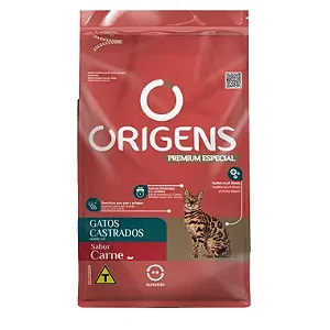 RAÇÃO ORIGENS GATOS CASTRADOS SABOR CARNE- 1KG