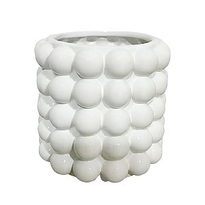 Vaso de Cerâmica Bubble Branco 13,5x13 cm