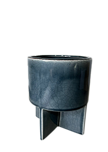 Vaso de Cerâmica Organic 14,5x14,5x17,5cm Azul