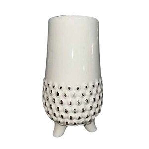 Vaso Cerâmica Organic 11,5x11,5x20cm Branco