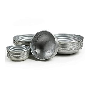 Jogo com 4 Cachepots em Metal Rústico Prata