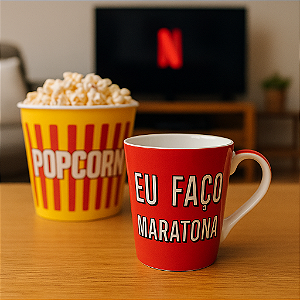 Caneca Eu Faço Maratona para Café/Chá de 370ml Porcelana