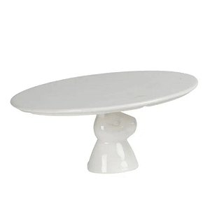 Boleira de Cerâmica com Base de Coelho Branco em Pé 20X20X11,5CM