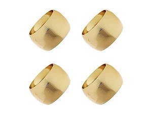 Porta Guardanapo Metal Anéis Trabalhado Dourado Kit 4 Pçs