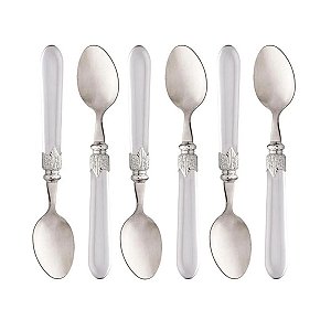 Conjunto 6 Colheres de Mesa Aço Inox Cabo Plástico Destiny Transparente