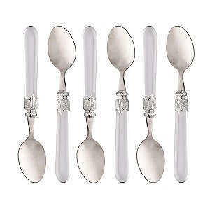 Conjunto 6 Colheres de sobremesa Aço Inox Cabo Plástico Destiny Transparente