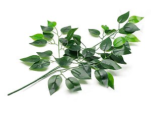 Galho Folha de Ficus Cetim Verde 56cm 12 Galhos