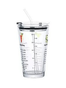 Kit Coqueteleira Vidro com Canudo 455ml