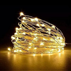 FIO DE FADA A PILHA 50LED 5MTS WARM