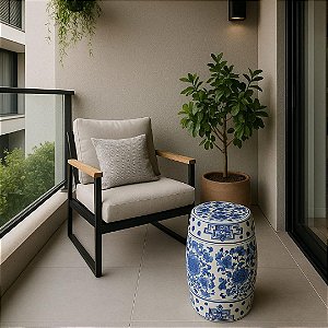 GARDEN SEAT CERAMICA  AZUL 26.5X45CM