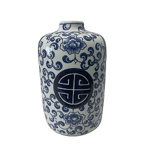 VASO CERAMICA ESTAMPA  AZUL 16X25CM