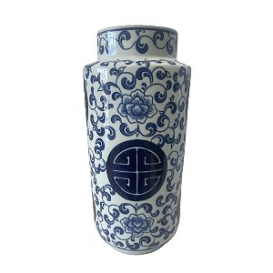 VASO CERAMICA ESTAMPA AZUL 15X33CM