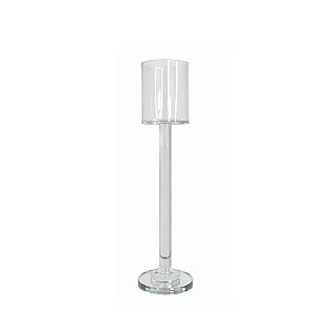CASTICAL DE VIDRO SOLITÁRIO C/ BASE VIDRO 32X7.5CM