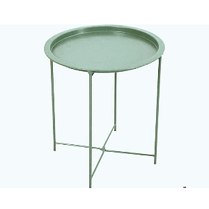 Mesa Lateral Redonda de Metal com Bandeja Decorativa