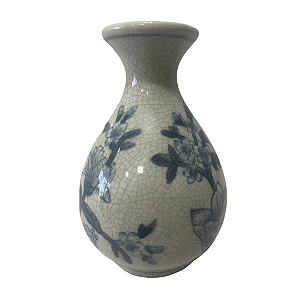 VASO CERAMICA FLORAL BRANCO 5X15CM