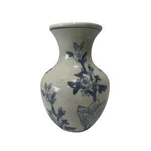 VASO CERAMICA FLORAL BRANCO 7X15CM