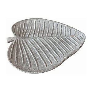 CENTRO DE MESA FOLHA BRANCO ENVELHECIDO EM MDF 30X27CM