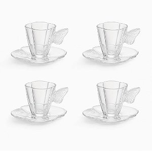 CONJUNTO C/4 XÍCARAS DE CAFÉ VIDRO C/ PIRES BUTTERFLY 80ML