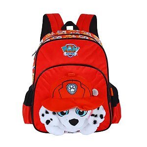 MOCHILA INFANTIL PATRULHA CANINA PELUCIA 3D VERMELHO